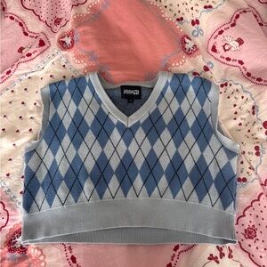 Blue Argyle Knit Vest